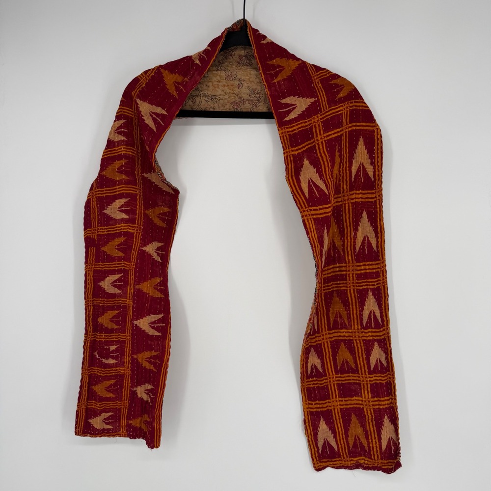 KANTHA RUNNING STITCH SCARF GEOMETRIC BOHO CASUAL
